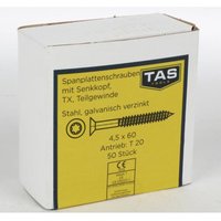 Buri - 12x tas Spanplattenschrauben 50 Stück 4,5x60mm tx Teilgewinde Senkkopf Holz Bau von BURI