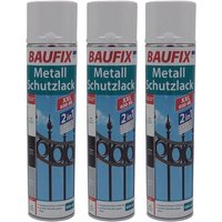Buri - 3x Baufix 2in1 Metall Schutzlack Spray 0,6l weiß glänzend Grundierung Rostspray von BURI