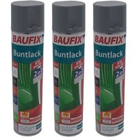 Buri - 3x Baufix Alkydharz Lackspray xxl 600ml silbergrau glänzend Farbspray Buntlack von BURI