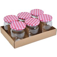 6 tlg Einmachgläser 300ml rot/weiß kariertem Deckel Einwecken Glas Einmachglas 6 tlg Einmachgläser 300ml rot/weiß kariertem Deckel Einwecken Glas Einmachglas von BURI