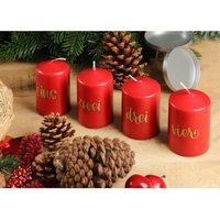 6x BURI Stumpenkerzen Advent 4er Rot Weihnachten Tischdekoration Teelichter Set von BURI