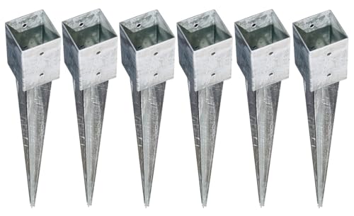 6x Bodenhülse Einschlagbodenhülse 7x7 cm Einschlaghülse Pfostenträger verzinkt von BURI