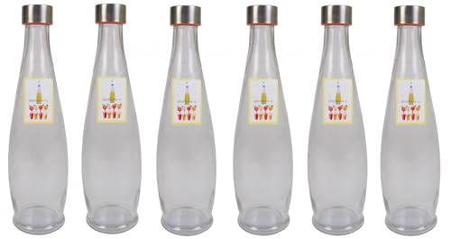 BURI 6x Glasflasche 1L mit Schraubdeckel Flasche Schraubverschluss Saft Most Flasche von BURI