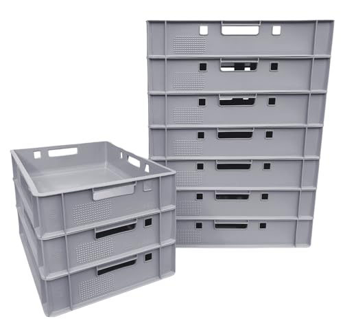 BURI 10 Stück Eurobox 60x40 cm -made in Germany- Stapelboxen E1 stapelbare Aufbewahrungsboxen flach lebensmittelecht Boxen Aufbewahrung Sortierbox Box stapelbar Fleischkiste Ordnungsboxen, Farbe:grau BURI 10 Stück Eurobox 60x40 cm -made in Germany- Stapelboxen E1 stapelbare Aufbewahrungsboxen flach lebensmittelecht Boxen Aufbewahrung Sortierbox Box stapelbar Fleischkiste Ordnungsboxen, Farbe:grau von BURI