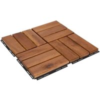 BURI 1qm Holzfliesen Balkonfliesen kleine Kacheln 30x30 cm - Balkonboden wetterfest aus Akazienholz - Terrassenfliesen mit Klicksystem für Terrasse von BURI