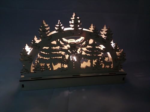 BURI 2X Holz-Fensterdeko 5 LEDs Schneemann Schwibbogen Lichterbogen Weihnachtsdeko von BURI