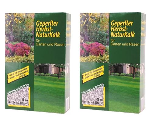 BURI 2er Set 5kg Geperlter Herbst Naturkalk Kalk Garten Gartenpfle Rasenpflege Dünger von Grüner Jan