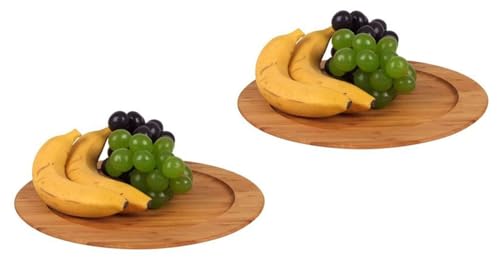 BURI 2er-Set Bambus Dekoteller Servierteller Obstteller Bambusteller Holzteller 30cm von BURI