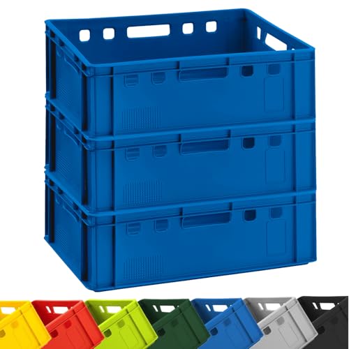 BURI 3x Fleischkiste E2 Blau 60x40x20cm Lagerkiste, Meischkiste, Metzgerkiste Eurobox aus Deutschland lebensmittelecht, robust, stapelbar BURI 3x Fleischkiste E2 Blau 60x40x20cm Lagerkiste, Meischkiste, Metzgerkiste Eurobox aus Deutschland lebensmittelecht, robust, stapelbar von BURI