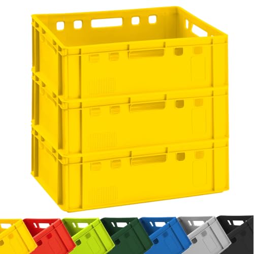 BURI 3x Fleischkiste E2 Gelb 60x40x20cm Lagerkiste, Meischkiste, Metzgerkiste Eurobox aus Deutschland lebensmittelecht, robust, stapelbar BURI 3x Fleischkiste E2 Gelb 60x40x20cm Lagerkiste, Meischkiste, Metzgerkiste Eurobox aus Deutschland lebensmittelecht, robust, stapelbar von BURI