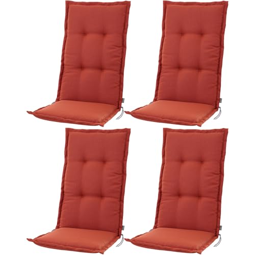 BURI 4X Auflagen Set Hochlehner für Gartenstühle 120x48x7cm Sesselauflagen Polster UV Lichtecht - Gartenstuhlauflagen Stuhlkissen mit Dicker Schaumstoff Füllung (Terrakotta) von BURI