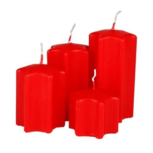 BURI 4er Adventskerzen rot Stumpenkerzen Weihnachtskerze Stufenkerzen Stumpen Kerze Stern BURI 4er Adventskerzen rot Stumpenkerzen Weihnachtskerze Stufenkerzen Stumpen Kerze Stern von BURI