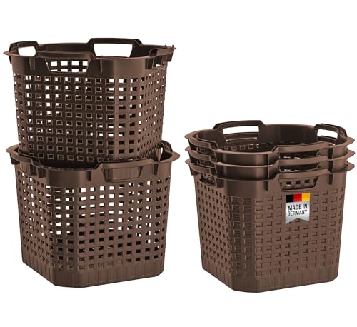 BURI 5x Erntekorb Kartoffelkorb Gartenkorb lebensmittelecht, 25L - Laubkorb Obstkorb Gemüsekorb 40x40x30cm Drehstapelkorb - HDPE Kunststoffkorb Vorratskorb stapelbar, braun, extrem robust BURI 5x Erntekorb Kartoffelkorb Gartenkorb lebensmittelecht, 25L - Laubkorb Obstkorb Gemüsekorb 40x40x30cm Drehstapelkorb - HDPE Kunststoffkorb Vorratskorb stapelbar, braun, extrem robust von BURI