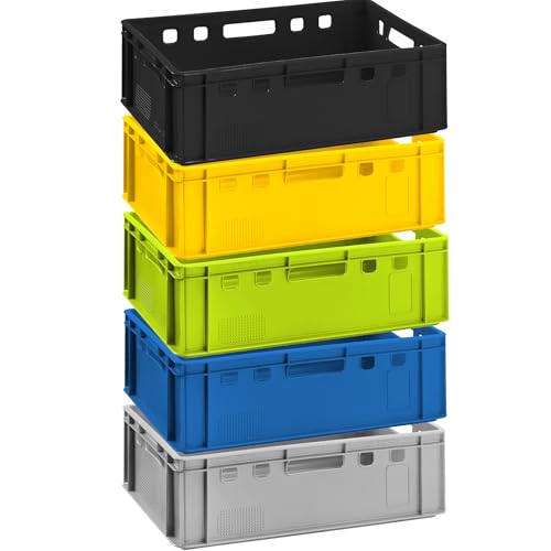 BURI 5x Fleischkiste E2 Metzgerkiste 60x40x20cm lebensmittelecht, robust, stapelbar - Universal Bunte Lagerkisten Eurobox aus Deutschland, Bunt gemischt BURI 5x Fleischkiste E2 Metzgerkiste 60x40x20cm lebensmittelecht, robust, stapelbar - Universal Bunte Lagerkisten Eurobox aus Deutschland, Bunt gemischt von BURI