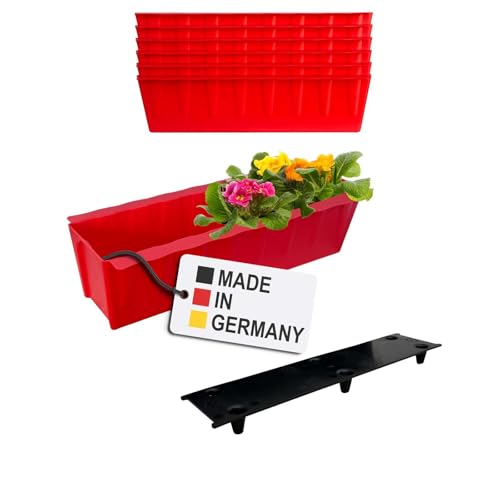 BURI 6 Euro-Paletten Blumenkästen-Einsätze inkl. Bewässerungsmatte | 37,3cm Rot | Pflanzkasten für Europalette Palette | Balkonkasten | Blumentopf | aus stabilen Kunststoff | Made in Germany von BURI