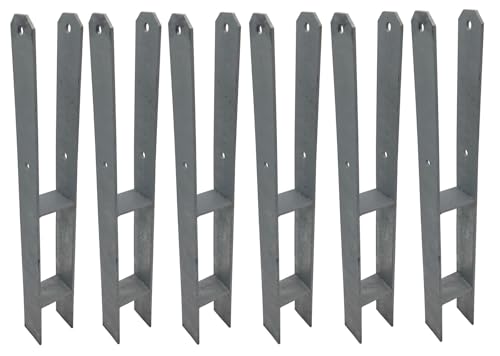 BURI 6 Stück H-Anker Pfostenträger feuerverzinkt 71 mm x 600 mm H-Träger Pfostenanker von BURI