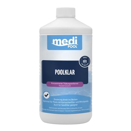 BURI 6X 1L mediPool Poolklar Trübungsentferner-Konzentrat Poolwasser säubern von BURI