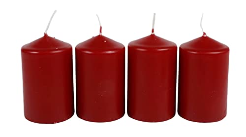 BURI Adventskranzkerzen rot 4er-Set Weihnachtskerze Stumpen Wachskerze 50x80mm von BURI