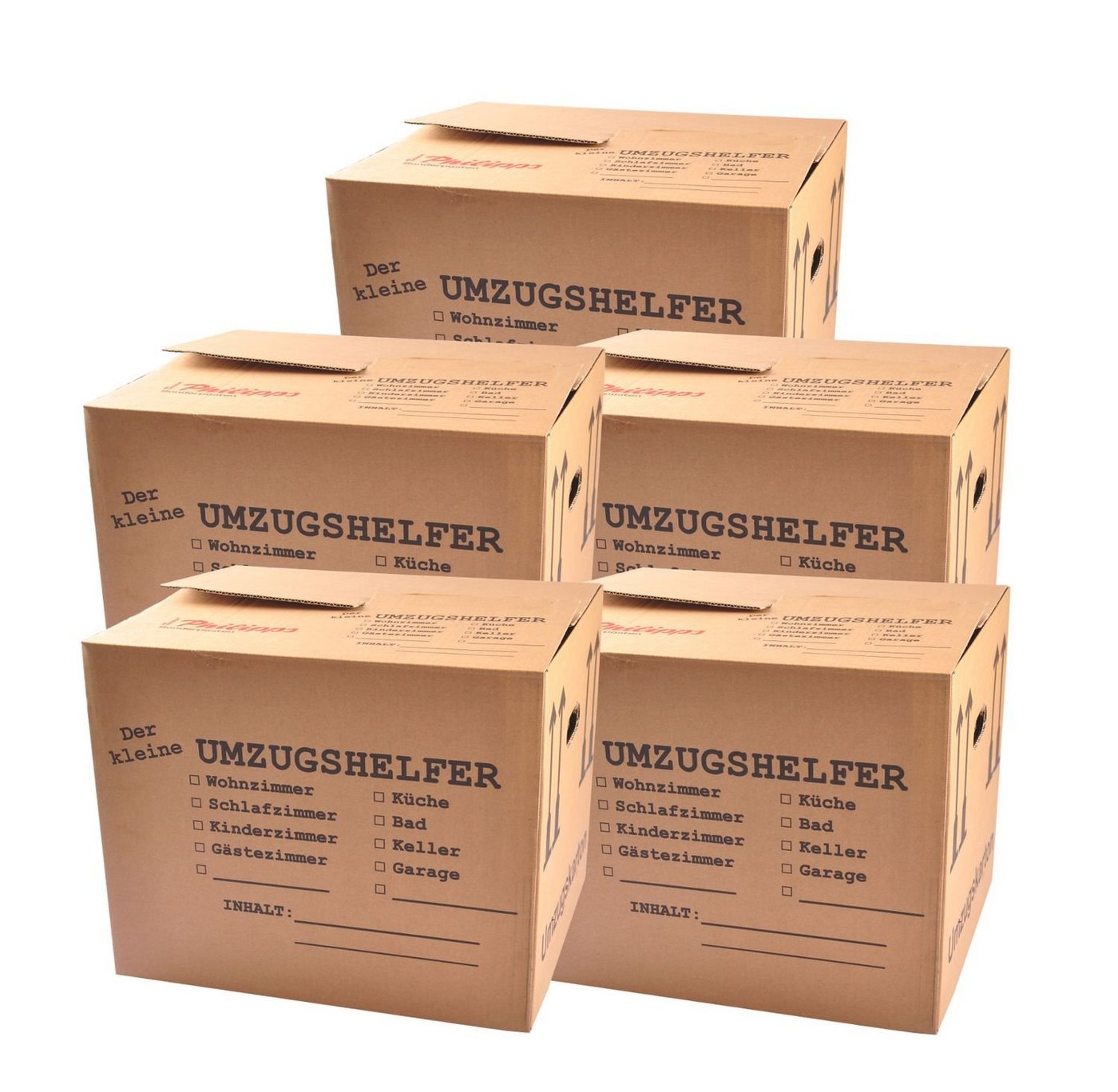 BURI Aufbewahrungsbox 5er-Set Umzugskartons 41x35x34 Umzugskiste Bücherkiste Archivkarton Tr von BURI