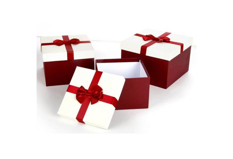 BURI Aufbewahrungsbox 8x Boxen 3er Set Geschenk Dekoration Quadratisch Verpackung Aufbewahru von BURI