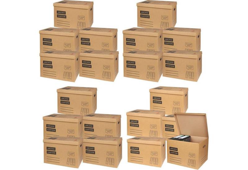 BURI Aufbewahrungsbox Archivschachteln Aktenkarton Transportboxen Archivkarton Archivbox A4 (20 St) von BURI