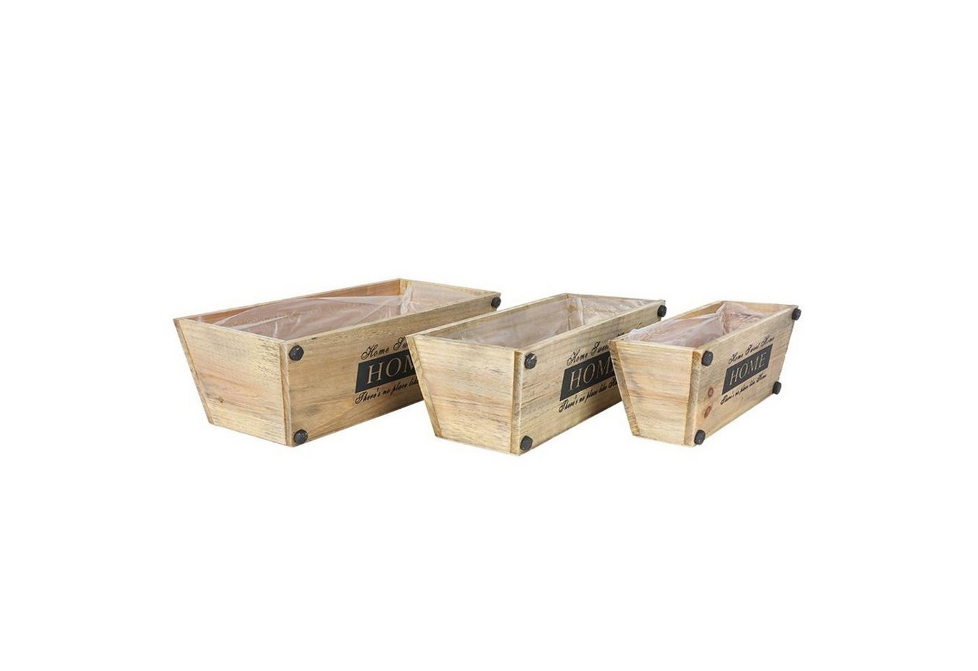 BURI Aufbewahrungsbox Deko Holzkisten 3er-Set Blumenkasten Sweet Home Blumentopf Tischdeko P von BURI