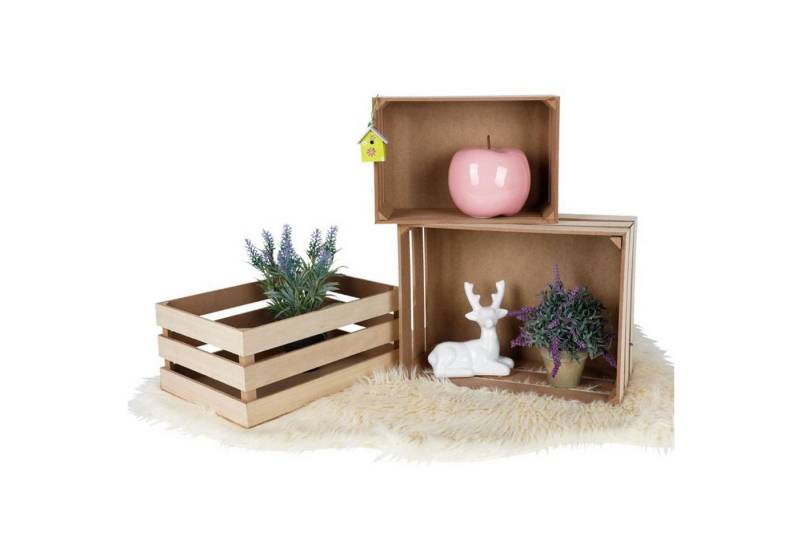 BURI Aufbewahrungsbox Dekokisten-Set 3-teilig Holzkisten Holzbox Obstkisten Beistelltisch Au von BURI