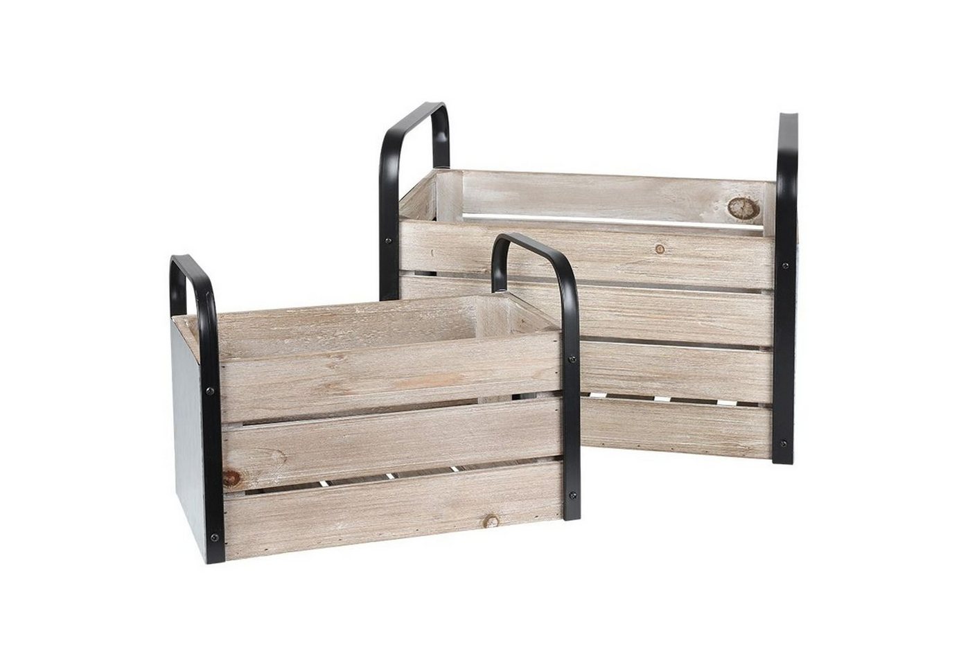 BURI Aufbewahrungsbox Holzkisten-Set mit Metallgriffen 2-teilig Aufbewahrungsbox Zeitschrift von BURI