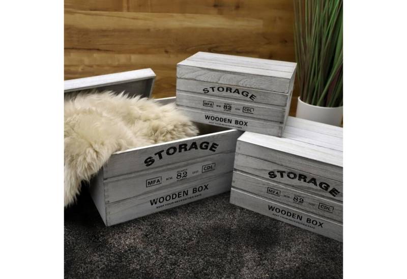 BURI Aufbewahrungsbox Set 3 Stück Kisten Deckel Holz Tragetaschen Körbe Aufbewahrung Deko von BURI