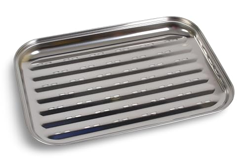 BURI BBQ-Grillschale aus Edelstahl 35x24cm Grillzubehör Pfanne Gemüseschale Grillkorb von BURI