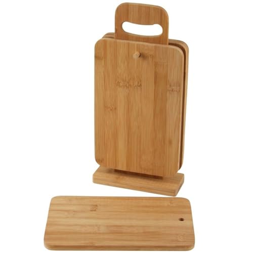 BURI Bambus Schneidebrettchen 4er-Set +Ständer Schneidbrett Frühstücksbrettchen Brett BURI Bambus Schneidebrettchen 4er-Set +Ständer Schneidbrett Frühstücksbrettchen Brett von BURI