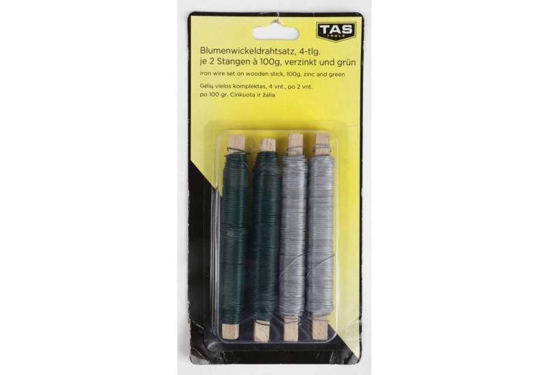 BURI Basteldraht 6x TAS Blumenwickeldraht 4er Set 100g Stangen Verzinkt Grün Binden von BURI