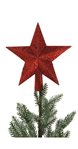 BURI Baumspitze Rot Stern - Christbaumspitze Baumspitze 19cm hoch Spitze Glitzer Aufstecker für Tannenbaum Tannenbaumspitze Weihnachtsbaum Weihnachten von BURI