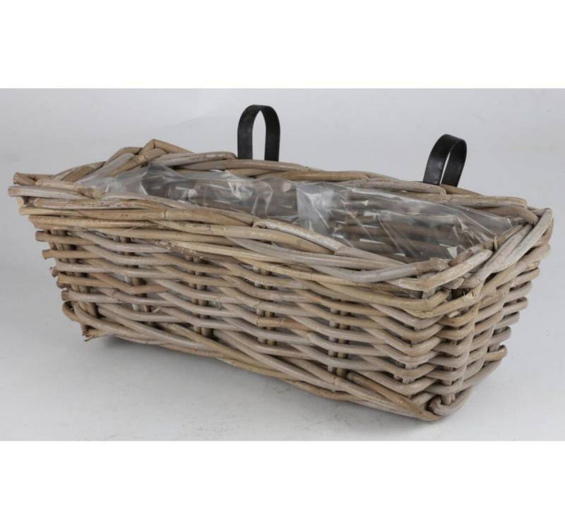 BURI Blumenkasten 5x Balkonkasten 42x20x15cm aus Weide mit Halterung Blumen Pflanzkasten von BURI
