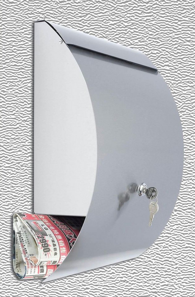 BURI Briefkasten Design Postkasten silber Briefkasten abschließbar Wandpostkasten BURI Briefkasten Design Postkasten silber Briefkasten abschließbar Wandpostkasten von BURI