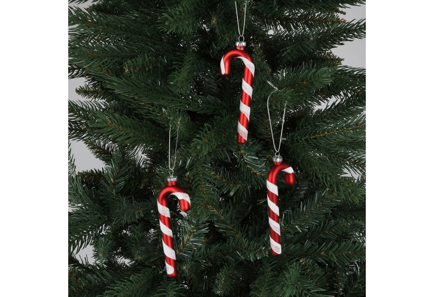 BURI Christbaumschmuck Deko Zuckerstangen 3er-Set aus Glas 12cm Weihnachtsdeko Baumschmuck BURI Christbaumschmuck Deko Zuckerstangen 3er-Set aus Glas 12cm Weihnachtsdeko Baumschmuck von BURI