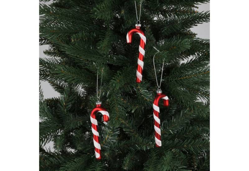 BURI Christbaumschmuck Deko Zuckerstangen 3er-Set aus Glas 12cm Weihnachtsdeko Baumschmuck von BURI