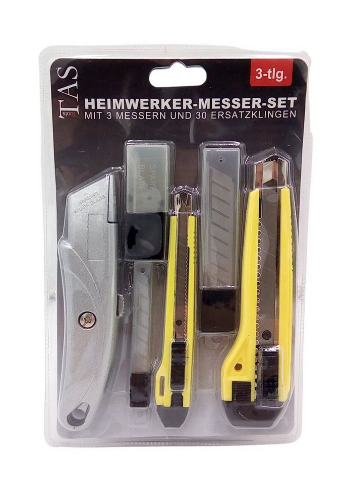 BURI Cuttermesser 3 Cuttermesser + 30 Ersatzklingen Teppichmesser Heimwerkermesser Trape von BURI