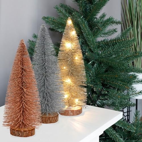 BURI Deko-Tannenbaum mit Glitzer und 10 LEDs 30cm Warmweiß von BURI