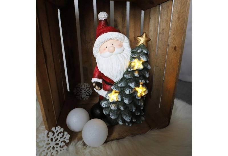 BURI Dekofigur 4x Figur Weihnachtsmann Tannenbaum Dekoration LED Licht Weihnachten von BURI