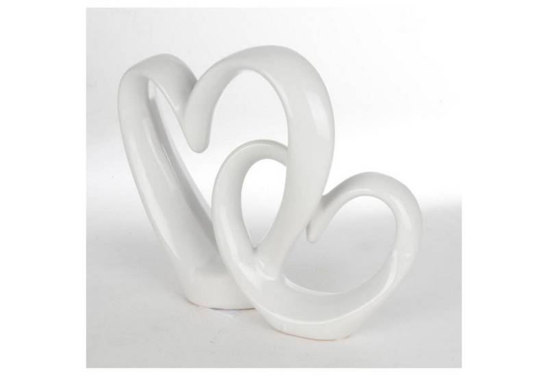 BURI Dekofigur 6x Deko-Herzen weiß Dekofigur Dekoherz Keramik Herz Skulptur Tischdeko von BURI