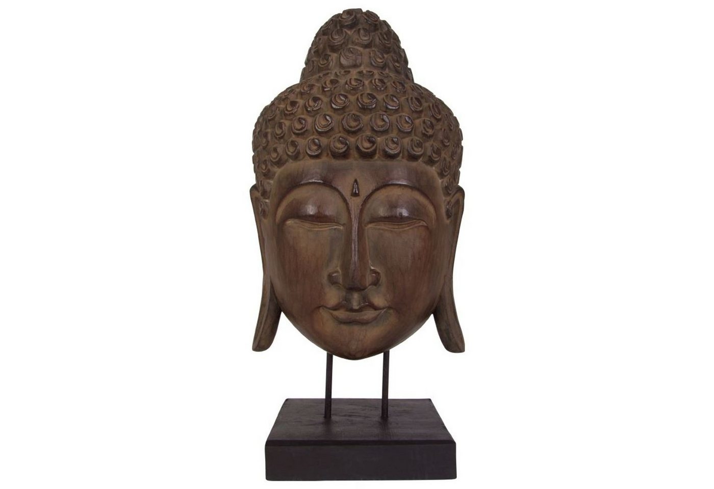 BURI Dekofigur Buddha Maske 65cm auf Holzsockel Statue Dekofigur Skulptur Holzmaske F von BURI