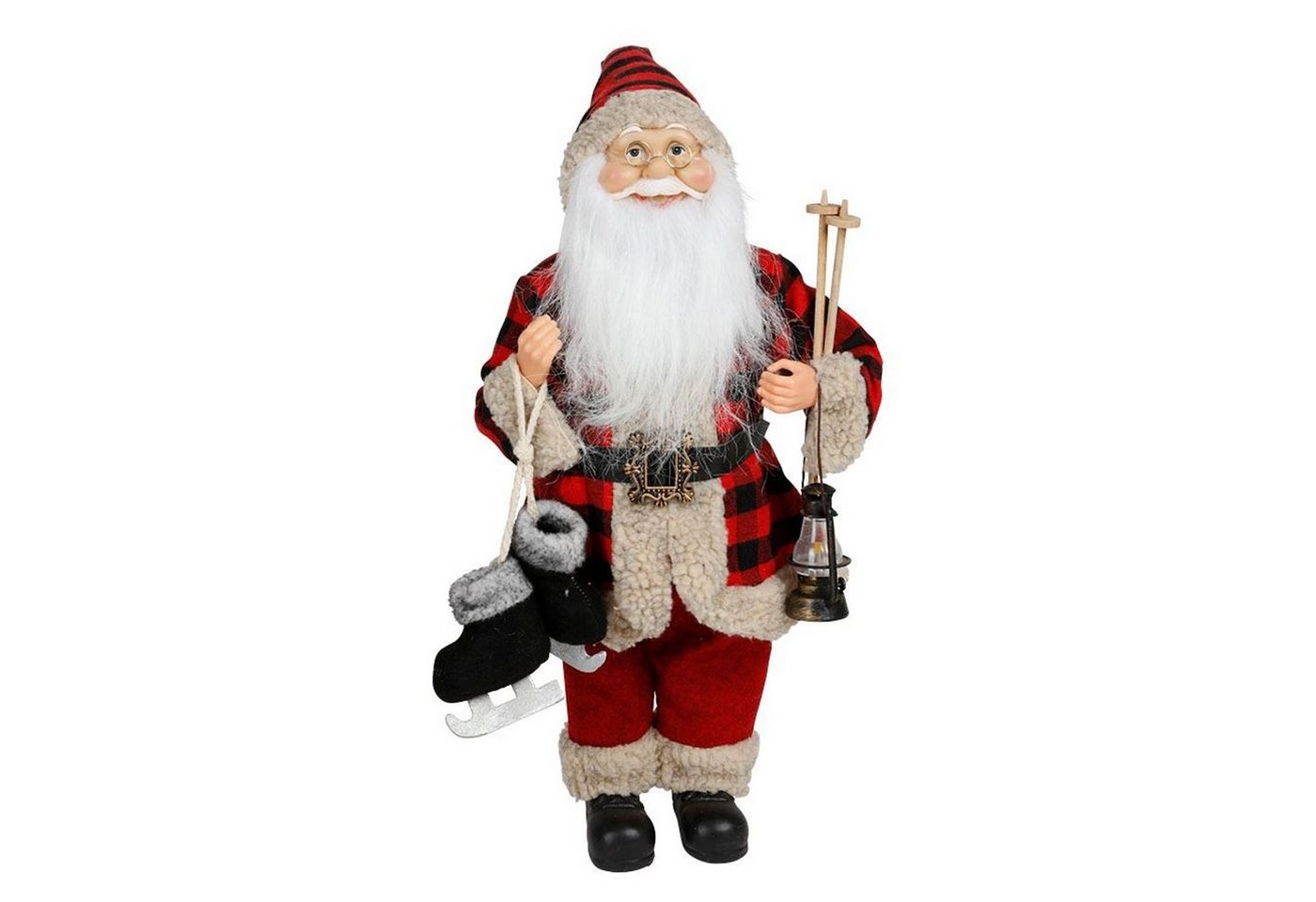BURI Dekofigur Deko-Weihnachtsmann 60cm Rot/Schwarz kariert von BURI