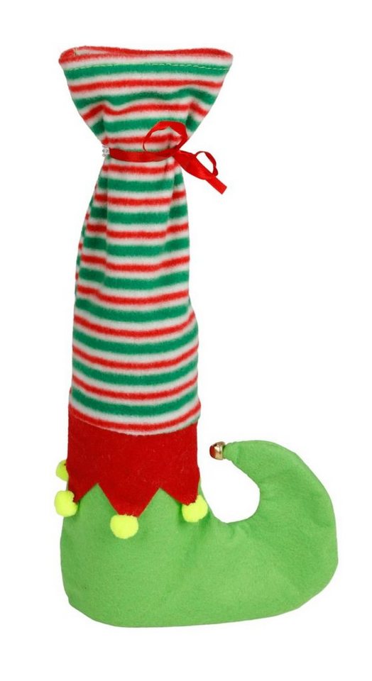 BURI Dekofigur Flaschendekoration Socken Motiv Weihnachtsmann Flaschenkostüm Flaschen von BURI
