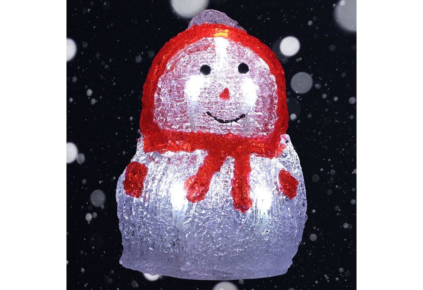 BURI Dekofigur LED-Acryl-Schneemann 16x11cm Winterdeko Weihnachtsdeko Weihnachtsfigur von BURI