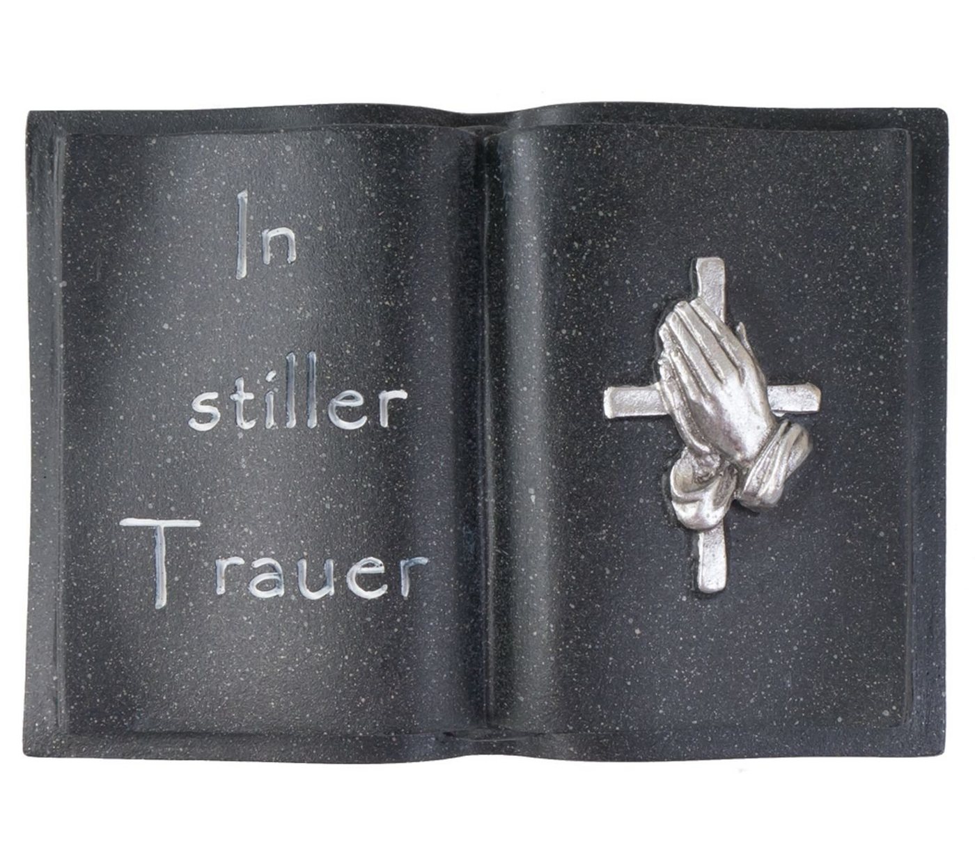 BURI Dekofigur Spruchstein Buch 14,5x10cm Trauerstein Gedenkstein Grabschmuck Grabdek von BURI
