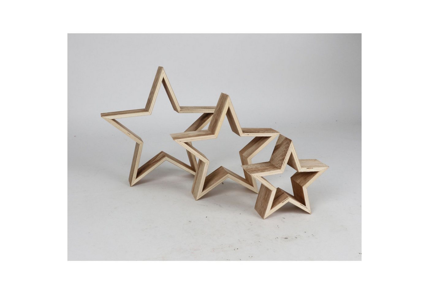 BURI Dekofigur WH Deko-Stern Holz 3er Set 12 Stück BURI Dekofigur WH Deko-Stern Holz 3er Set 12 Stück von BURI
