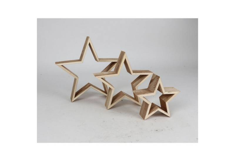 BURI Dekofigur WH Deko-Stern Holz 3er Set 12 Stück BURI Dekofigur WH Deko-Stern Holz 3er Set 12 Stück von BURI