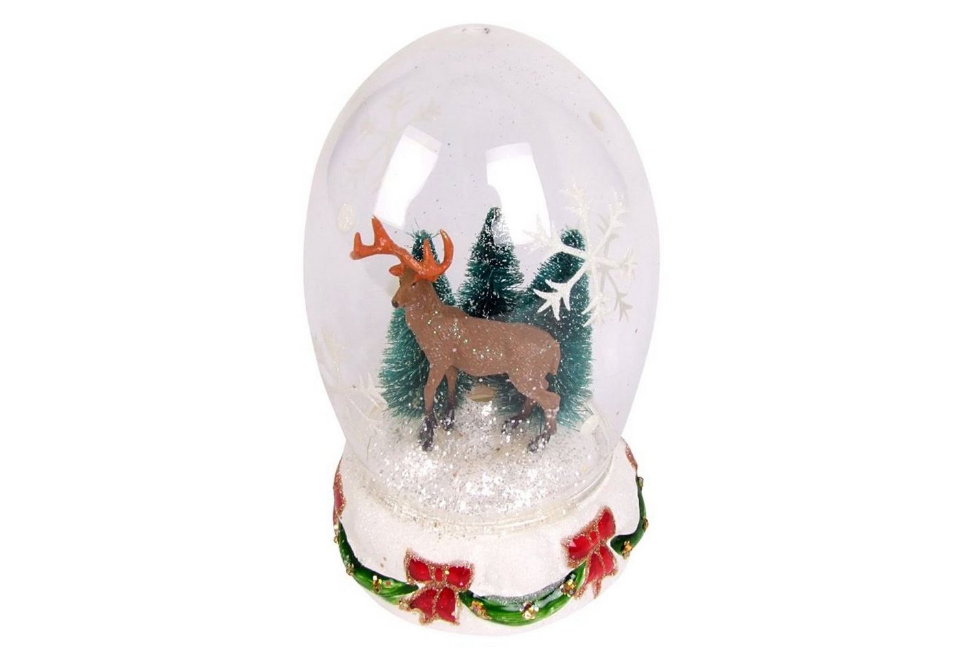 BURI Dekofigur Weihnachts-Glasdeko Schneekugel Weihnachtsdeko Winterdeko Hirsch Tanne von BURI