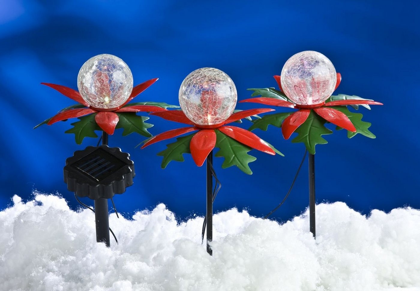 BURI LED Dekolicht 3er-Set LED Weihnachtsterne mit Farbwechsler Solarleuchte Weihnachtsbe von BURI